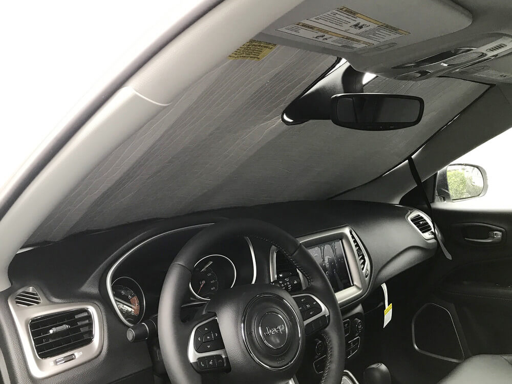 HeatShield, The Original Windshield Sun Shade, Custom-Fit for Jeep Compass SUV w/o Sensor 2017, 2018, 2019, 2020, 2021, Silver Series